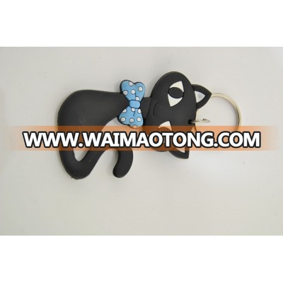 Rubber cat name keychain in bag or key