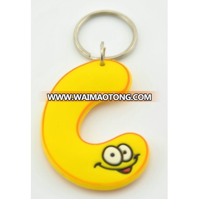 High quality letter C rubber keychains for kids